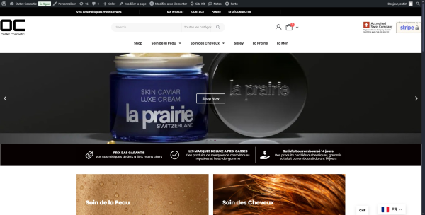 Développement du site WordPress Outlet-cosmetic.ch
